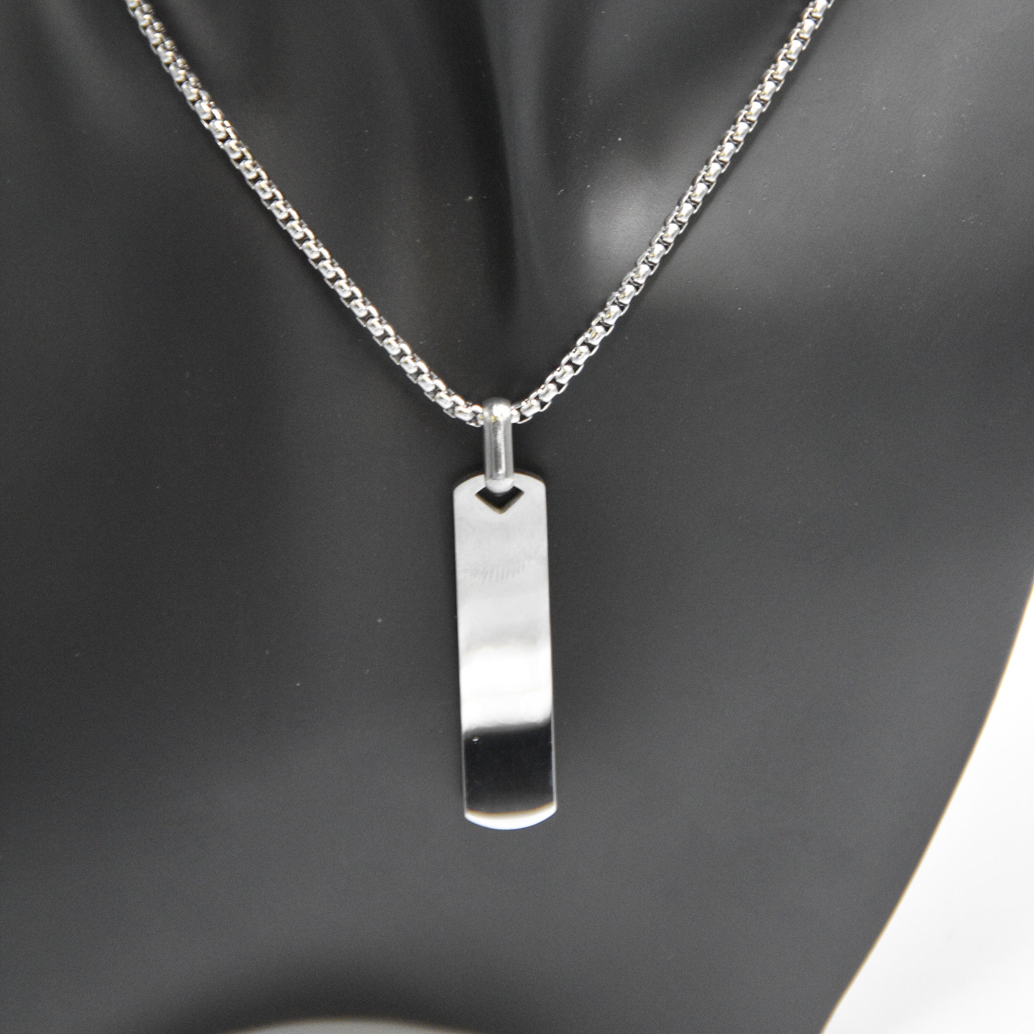 Silver stainless steel personalised name necklace with custom engraving