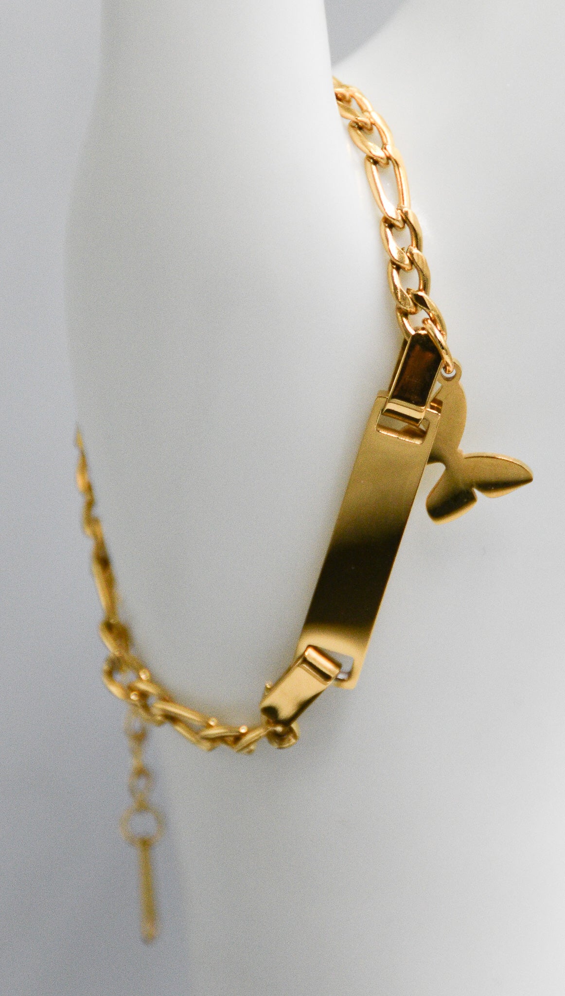 Mini Unity Bracelet - Gold Children's Personalised Charm Bracelet Close-Up - White Crow