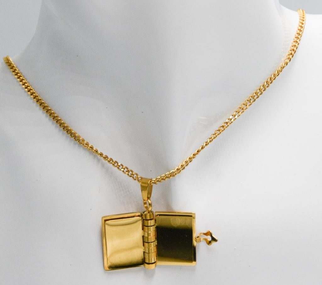 Gold stainless steel personalised name necklace with custom engraving