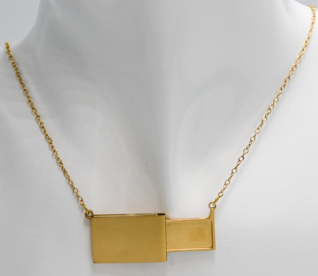 Gold stainless steel personalised name necklace with custom engraving