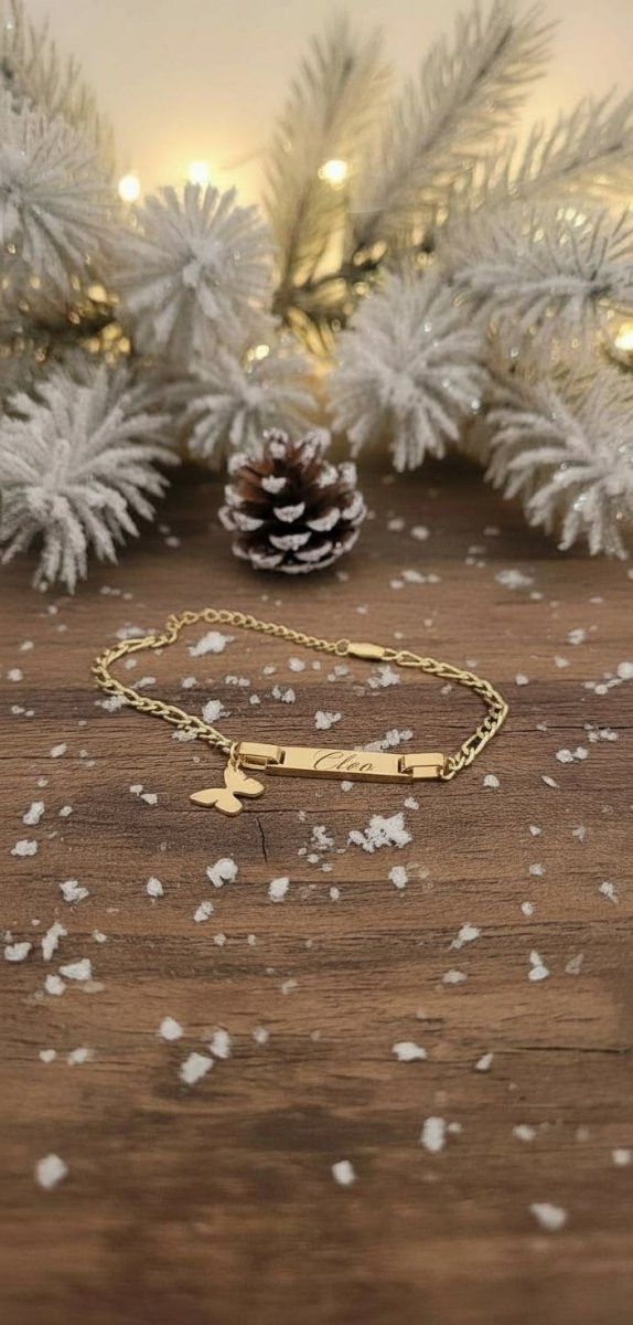 Mini Unity Bracelet - Gold Children's Butterfly Charm Bracelet - White Crow